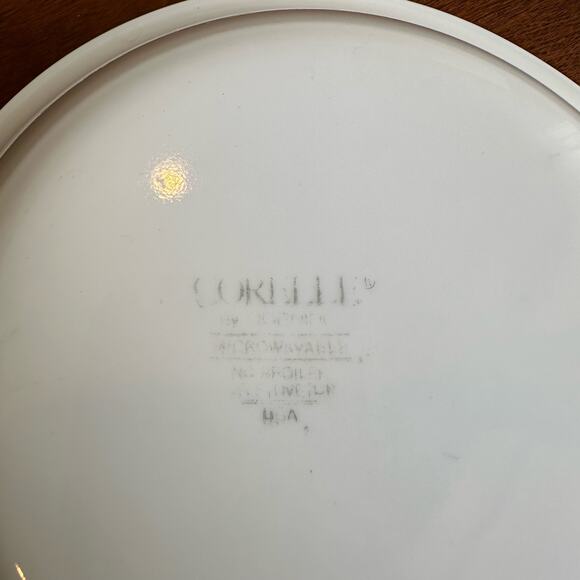 Corelle White Dark Green Rim Soup Cereal Bowls Holly Pattern by Corning Set of 4 - Picture 6 of 7
